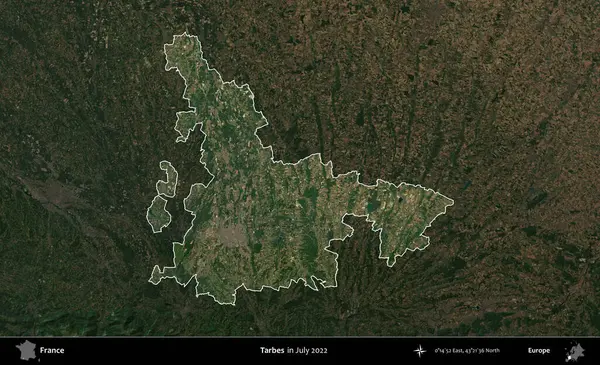 Hedefler. Fransa 'nın idari alanı, Temmuz 2022' de çekilen Kopernik Nöbetçi karolarından oluşan koyu renkli bir uydu görüntüsüyle vurgulandı ve özetlendi.