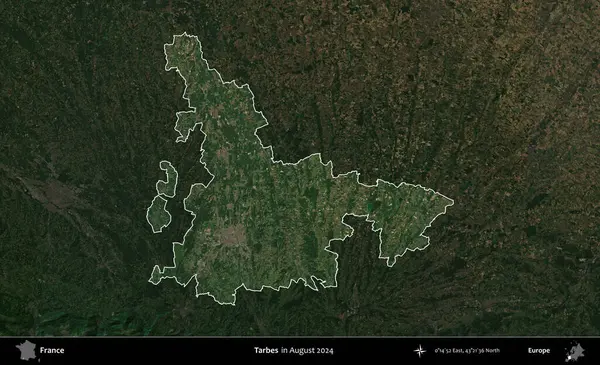 Hedefler. Fransa 'nın idari alanı, Ağustos 2024' te çekilen Kopernik Sentinel karolarından oluşan koyu renkli bir uydu görüntüsü üzerinde vurgulandı ve özetlendi.