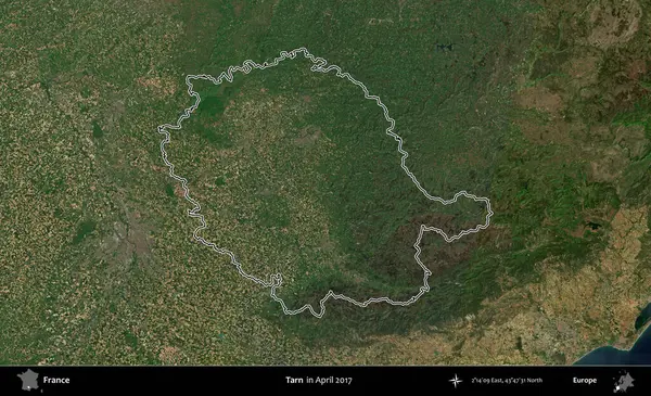 Tarn. Nisan 2017 'de çekilen Kopernik Nöbetçi karolarından oluşan bir uydu görüntüsünde Fransa' nın idari bölgesinin ana hatları belirlendi.