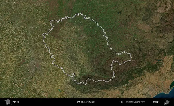 Tarn. Mart 2019 'da çekilen Copernicus Sentinel karolarından oluşan bir uydu görüntüsünde Fransa' nın idari bölgesinin ana hatları belirlendi.