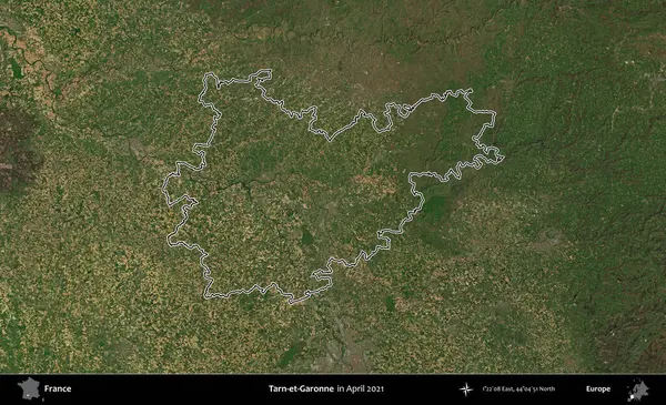 Tarn-et-Garonne. Copernicus Sentinel 'in Nisan 2021' de çekilen uydu görüntüsünde Fransa 'nın idari bölgesinin ana hatları belirlendi.