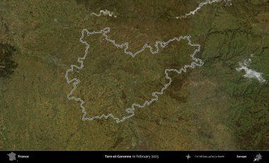 Tarn-et-Garonne. Copernicus Sentinel 'in Şubat 2025' te çekilen uydu görüntüsünde Fransa 'nın idari bölgesinin ana hatları belirlendi.