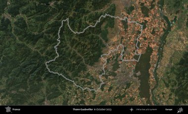 Thann-Guebwiller. Copernicus Sentinel 'in Ekim 2023' te çekilen uydu görüntüsünde Fransa 'nın idari bölgesinin ana hatları belirlendi.