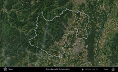 Thann-Guebwiller. Copernicus Sentinel 'in Ağustos 2024' te çekilen uydu görüntüsünde Fransa 'nın idari bölgesinin ana hatları belirlendi.