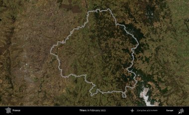 Hırsızlar. Copernicus Sentinel 'in Şubat 2022' de çekilen uydu görüntüsünde Fransa 'nın idari bölgesinin ana hatları belirlendi.