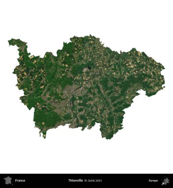 Thionville 'de. Fransa 'nın idari bölgesi, Haziran 2021' de çekilen Kopernik Nöbetçi karolarından oluşan bir uydu görüntüsüyle beyaza izole edildi.