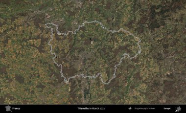 Thionville 'de. Mart 2022 'de çekilen Copernicus Sentinel karolarından oluşan bir uydu görüntüsünde Fransa' nın idari bölgesinin ana hatları belirlendi.