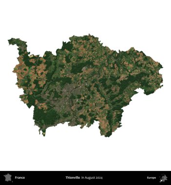Thionville 'de. Fransa 'nın idari bölgesi, Ağustos 2024' te çekilen Kopernik Nöbetçi karolarından oluşan bir uydu görüntüsüyle beyaza izole edildi.