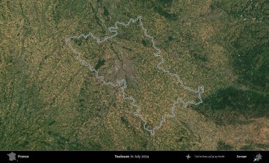 Toulouse. Copernicus Sentinel 'in Temmuz 2024' te çekilen uydu görüntüsünde Fransa 'nın idari bölgesinin ana hatları belirlendi.