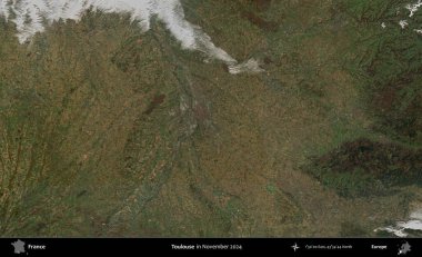 Toulouse. Copernicus Sentinel 'in Kasım 2024' te çekilmiş uydu görüntüsü üzerine Fransa 'nın idari bölgesi.
