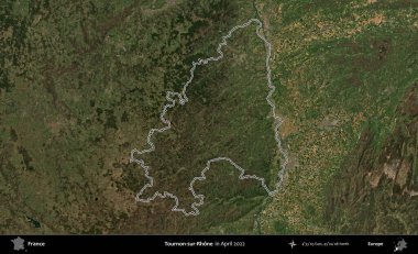 Tournon-sur-Rhone. Nisan 2022 'de çekilen Copernicus Sentinel karolarından oluşan bir uydu görüntüsünde Fransa' nın idari bölgesinin ana hatları belirlendi.