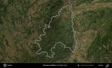 Tournon-sur-Rhone. Copernicus Sentinel 'in Ekim 2023' te çekilen uydu görüntüsünde Fransa 'nın idari bölgesinin ana hatları belirlendi.