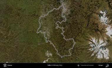 Tulle. Copernicus Sentinel 'in Şubat 2025' te çekilen uydu görüntüsünde Fransa 'nın idari bölgesinin ana hatları belirlendi.