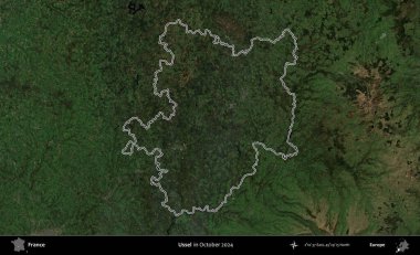 Ussel. Copernicus Sentinel 'in Ekim 2024' te çekilen uydu görüntüsünde Fransa 'nın idari bölgesinin ana hatlarını çizdim.