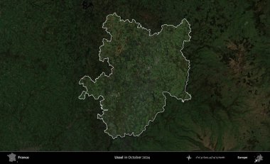 Ussel. Fransa 'nın idari alanı, Ekim 2024' te çekilen Kopernik Nöbetçi karolarından oluşan koyu renkli bir uydu görüntüsü üzerinde vurgulandı ve özetlendi.