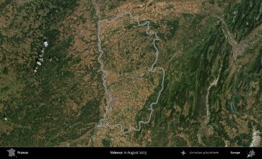 Valence. Copernicus Sentinel 'in Ağustos 2023' te çekilen uydu görüntüsünde Fransa 'nın idari bölgesinin ana hatları belirlendi.