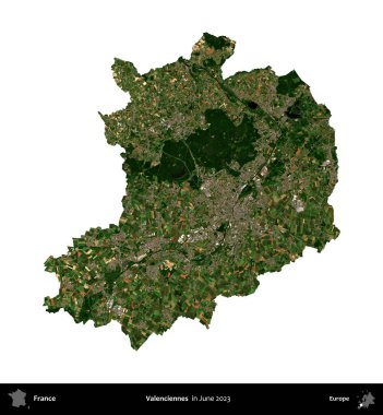 Valenciennes 'de. Fransa 'nın idari bölgesi, Haziran 2023' te çekilen Kopernik Nöbetçi karolarından oluşan bir uydu görüntüsüyle beyaza izole edildi.