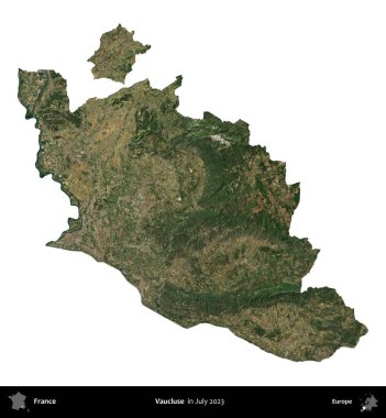 Vaucluse. Fransa 'nın idari bölgesi, Temmuz 2023' te çekilen Kopernik Nöbetçi karolarından oluşan uydu görüntüsüyle beyaza izole edildi.