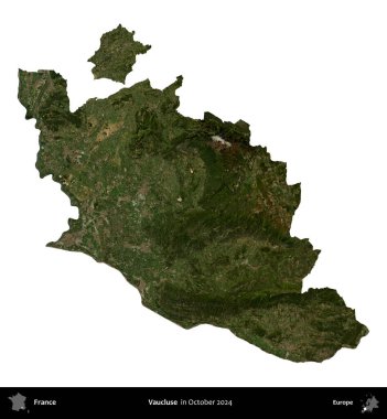 Vaucluse. Fransa 'nın idari bölgesi, Ekim 2024' te çekilen Kopernik Nöbetçi karolarından oluşan uydu görüntüsüyle beyaza izole edildi.