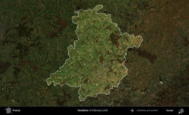 Vendome. Fransa 'nın idari alanı, Şubat 2018' de çekilen Kopernik Sentinel karolarından oluşan koyu renkli bir uydu görüntüsü üzerinde vurgulandı ve özetlendi.