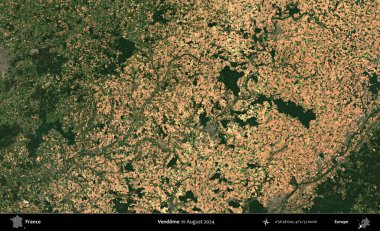 Vendome. Copernicus Sentinel 'in Ağustos 2024' te çekilmiş uydu görüntüsü üzerine Fransa 'nın idari bölgesi.