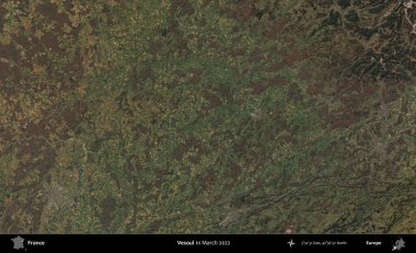 Vesoul. Copernicus Sentinel 'in Mart 2022' de çekilmiş uydu görüntüsü üzerine Fransa 'nın idari bölgesi.