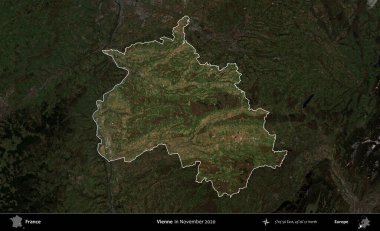 Vienne. Fransa 'nın idari alanı, Kopernik Sentinel' in Kasım 2020 'de çekilmiş koyu renkli bir uydu görüntüsüyle vurgulandı ve özetlendi.