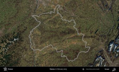 Vienne. Copernicus Sentinel 'in Şubat 2023' te çekilen uydu görüntüsünde Fransa 'nın idari bölgesinin ana hatları belirlendi.