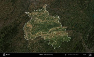 Vienne. Fransa 'nın idari alanı, Ekim 2023' te çekilen Kopernik Nöbetçi karolarından oluşan koyu renkli bir uydu görüntüsü üzerinde vurgulandı ve özetlendi.