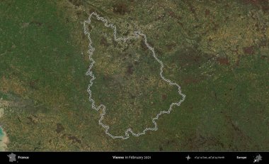 Vienne. Copernicus Sentinel 'in Şubat 2021' de çekilen uydu görüntüsünde Fransa 'nın idari bölgesinin ana hatları belirlendi.