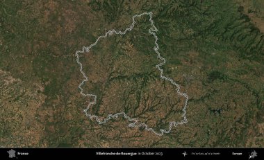 Villefranche-de-Rouergue 'da. Copernicus Sentinel 'in Ekim 2023' te çekilen uydu görüntüsünde Fransa 'nın idari bölgesinin ana hatları belirlendi.