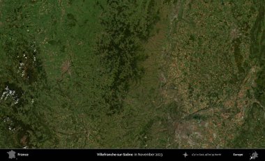 Villefranche-sur-Saone. Copernicus Sentinel 'in Kasım 2023' te çekilmiş uydu görüntüsü üzerine Fransa 'nın idari bölgesi.