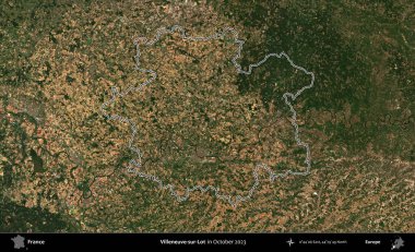 Villeneuve-sur-Lot. Copernicus Sentinel 'in Ekim 2023' te çekilen uydu görüntüsünde Fransa 'nın idari bölgesinin ana hatları belirlendi.