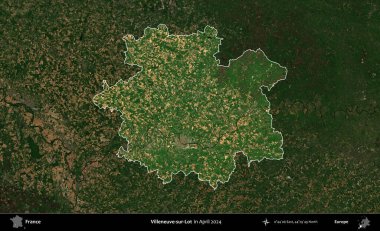 Villeneuve-sur-Lot. Fransa 'nın idari alanı, Nisan 2024' te çekilen Kopernik Nöbetçi karolarından oluşan koyu renkli bir uydu görüntüsü üzerinde vurgulandı ve özetlendi.
