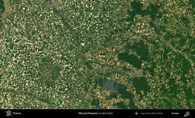 Vitry-le-Francois. Copernicus Sentinel 'in Haziran 2023' te çekilmiş uydu görüntüsü üzerine Fransa 'nın idari bölgesi.