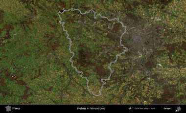 Yvelines. Copernicus Sentinel 'in Şubat 2023' te çekilen uydu görüntüsünde Fransa 'nın idari bölgesinin ana hatları belirlendi.