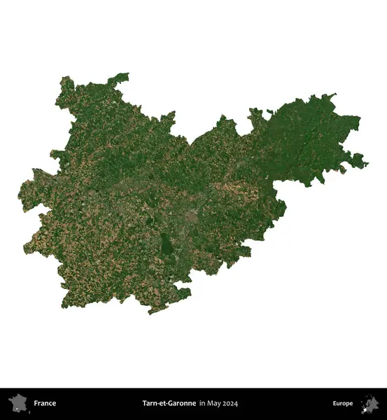 Tarn-et-Garonne. Fransa 'nın idari bölgesi, Mayıs 2024' te çekilen Kopernik Nöbetçi karolarından oluşan bir uydu görüntüsü üzerinde beyaza izole edildi.