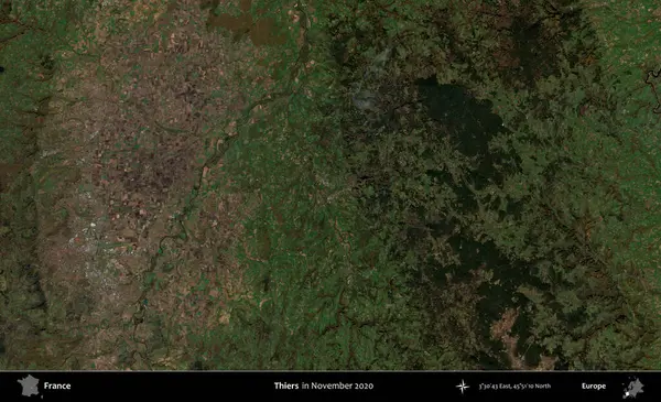Hırsızlar. Copernicus Sentinel 'in Kasım 2020' de çekilmiş uydu görüntüsü üzerine Fransa 'nın idari bölgesi.