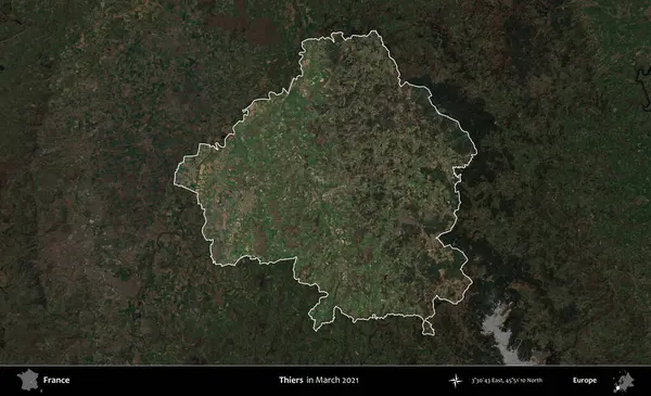 Hırsızlar. Fransa 'nın idari alanı, Mart 2021' de çekilen Kopernik Sentinel karolarından oluşan koyu renkli bir uydu görüntüsü üzerinde vurgulandı ve özetlendi.