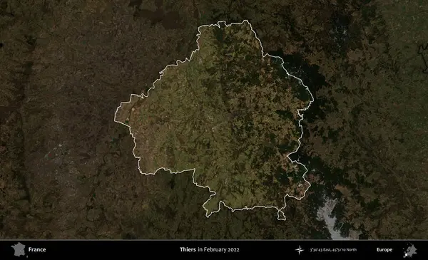 Hırsızlar. Fransa 'nın idari alanı, Şubat 2022' de çekilen Kopernik Sentinel karolarından oluşan koyu renkli bir uydu görüntüsü üzerinde vurgulandı ve özetlendi.