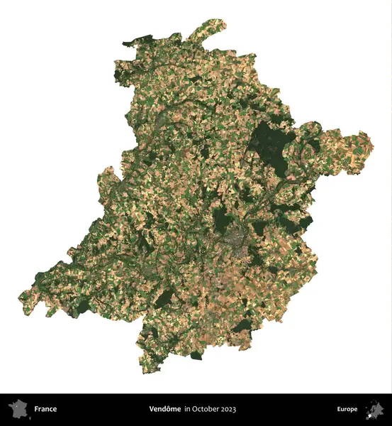 Vendome. Fransa 'nın idari bölgesi, Ekim 2023' te çekilen Kopernik Nöbetçi karolarından oluşan bir uydu görüntüsüyle beyaza izole edildi.
