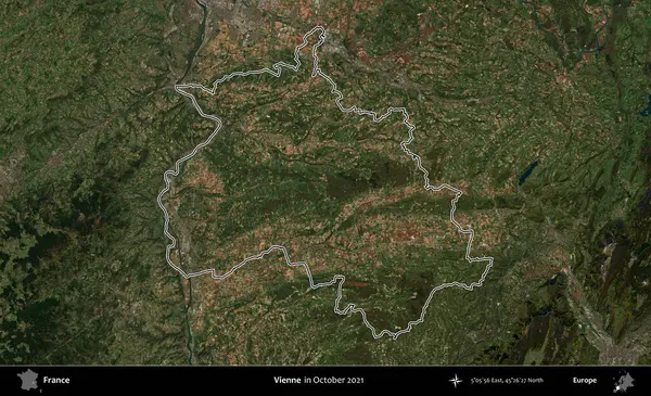 Vienne. Copernicus Sentinel 'in Ekim 2021' de çekilen uydu görüntüsünde Fransa 'nın idari bölgesinin ana hatları belirlendi.
