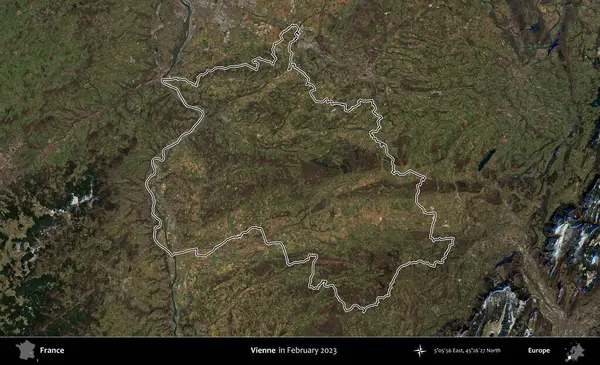 Vienne. Copernicus Sentinel 'in Şubat 2023' te çekilen uydu görüntüsünde Fransa 'nın idari bölgesinin ana hatları belirlendi.