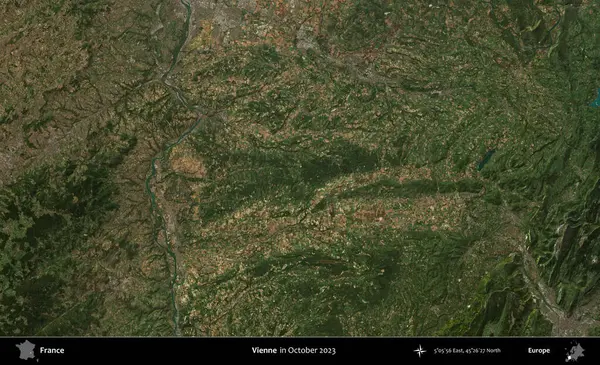 Vienne. Copernicus Sentinel 'in Ekim 2023' te çekilmiş uydu görüntüsü üzerine Fransa 'nın idari bölgesi.