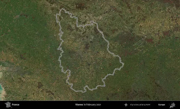 Vienne. Copernicus Sentinel 'in Şubat 2021' de çekilen uydu görüntüsünde Fransa 'nın idari bölgesinin ana hatları belirlendi.