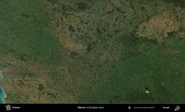 Vienne. Copernicus Sentinel 'in Ekim 2024' te çekilmiş uydu görüntüsü üzerine Fransa 'nın idari bölgesi.
