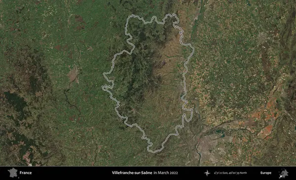 Villefranche-sur-Saone. Mart 2022 'de çekilen Copernicus Sentinel karolarından oluşan bir uydu görüntüsünde Fransa' nın idari bölgesinin ana hatları belirlendi.