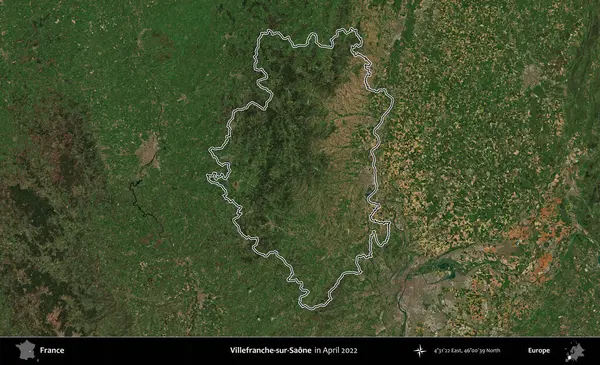 Villefranche-sur-Saone. Nisan 2022 'de çekilen Copernicus Sentinel karolarından oluşan bir uydu görüntüsünde Fransa' nın idari bölgesinin ana hatları belirlendi.