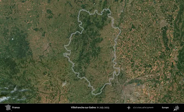 Villefranche-sur-Saone. Copernicus Sentinel 'in Temmuz 2023' te çekilen uydu görüntüsünde Fransa 'nın idari bölgesinin ana hatları belirlendi.