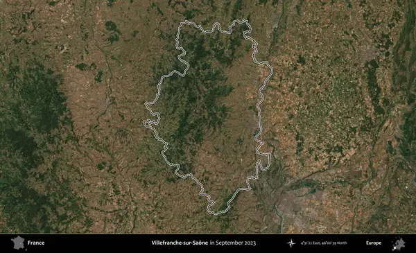 Villefranche-sur-Saone. Eylül 2023 'te çekilen Copernicus Sentinel karolarından oluşan bir uydu görüntüsünde Fransa' nın idari bölgesinin ana hatlarını çizdim.